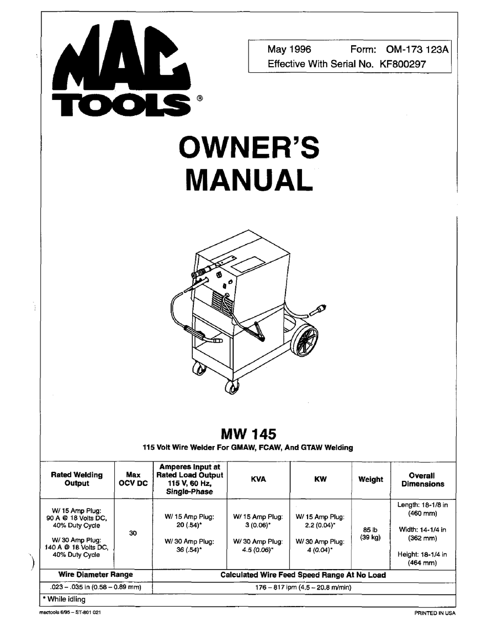 parts for mac tool 1555 welder
